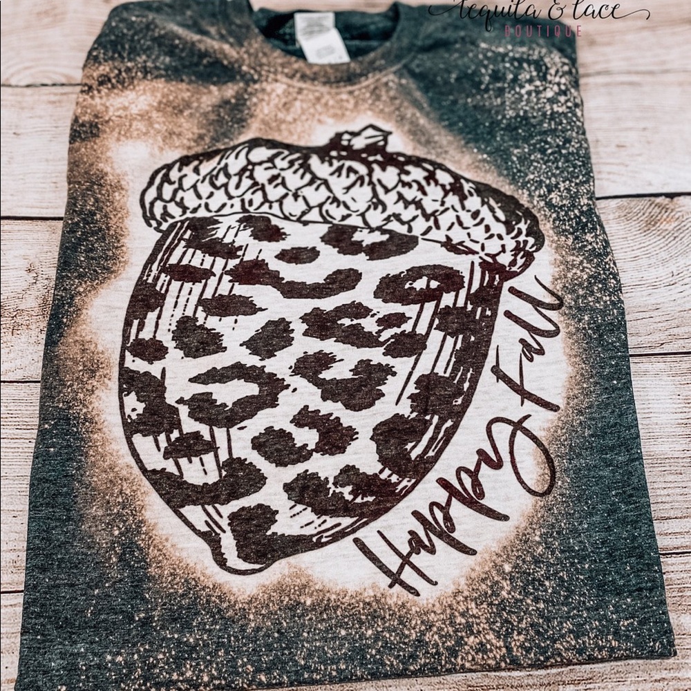 Happy fall bleached tee (dark grey tee)